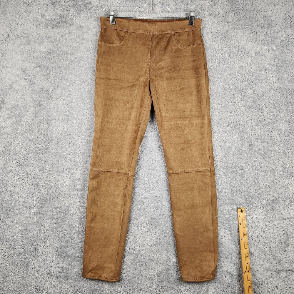 Max Studio Leggings Womens Medium Brown High Rise Faux Suede Stretch Jegging